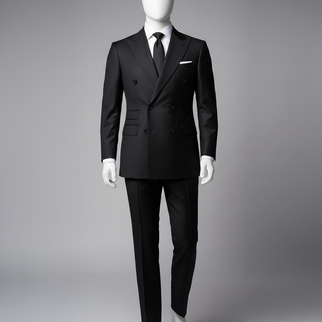 Men's Black Double Button Suit