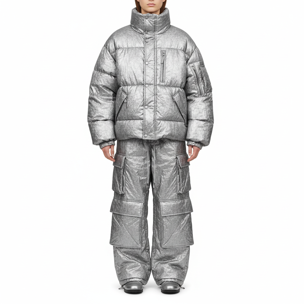 Oversized Puffer Jacket & Cargo Pants Set